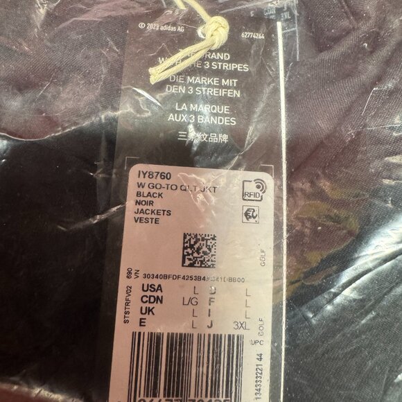 BNWT Adidas Go To Quilted Outerwear Jacket Golf Apparel, Black, Large - Picture 4 of 5